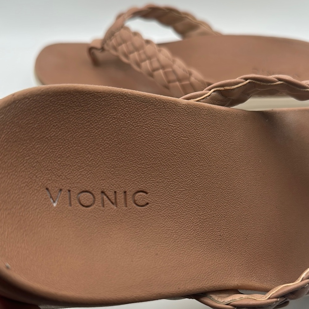 Vionic Sz 8 1/2  Kenji Tan Braided Platfirm Sandals Comfort Style - Picture 6 of 9